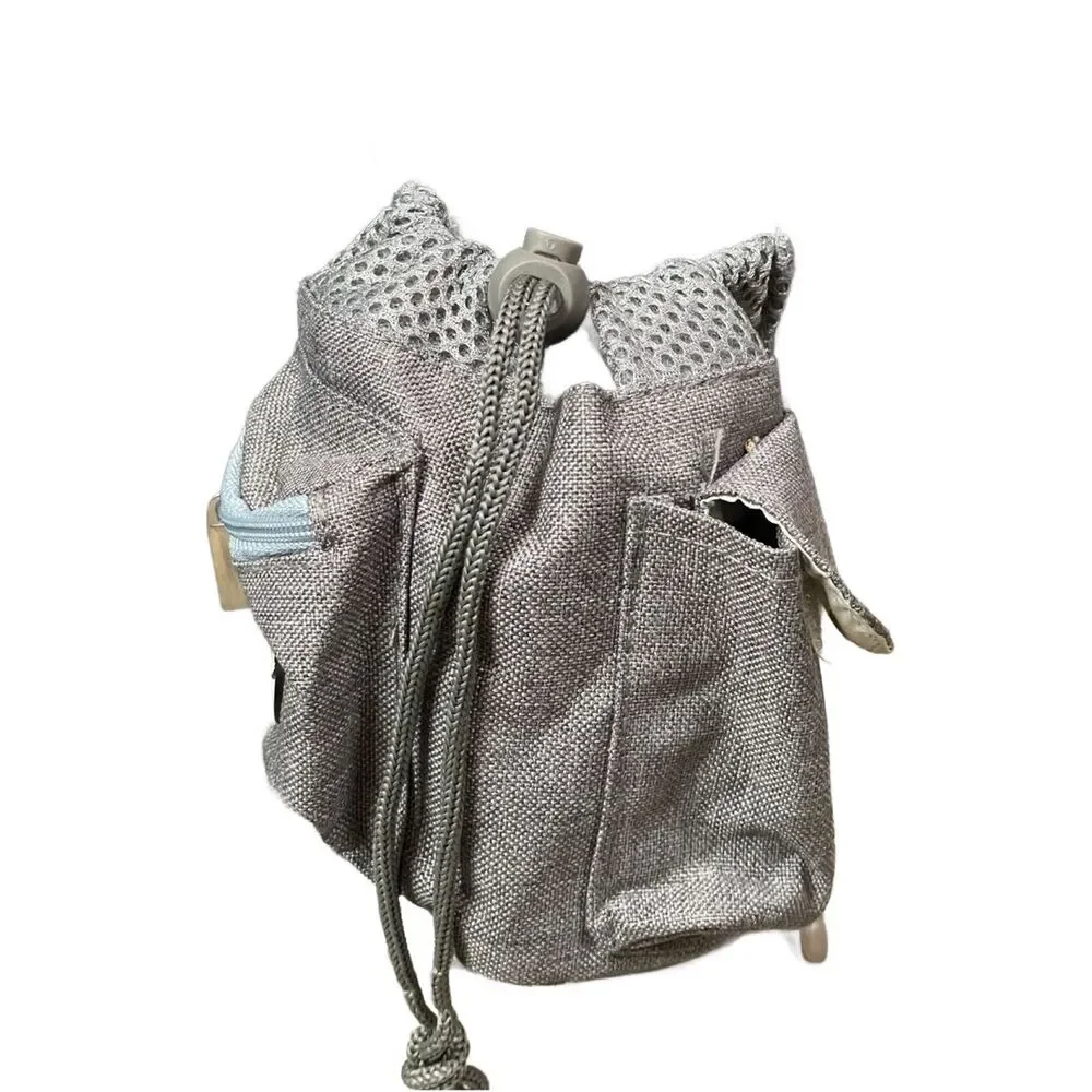 Mr. Peanuts Gray & Blue Convertible Small Pet Backpack & Crossbody Bag -Fleece